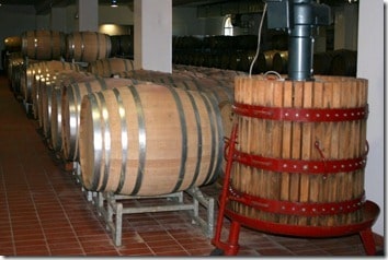 barriques and old press for Moscadello