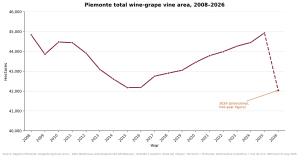 Bar chart of vineyard size, 2008 to 2026